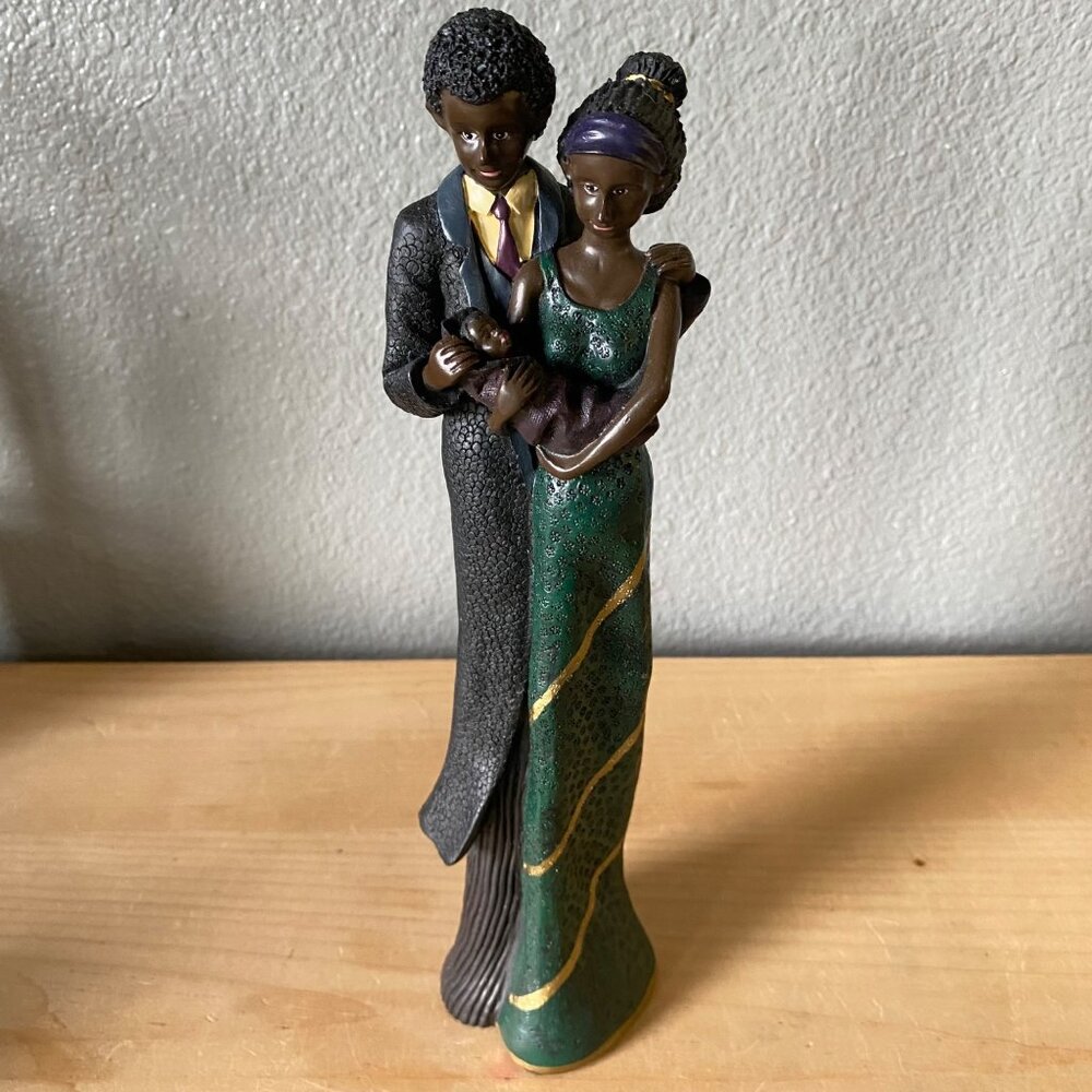 African American Family Figurine Mother Father Child Unity Love‎